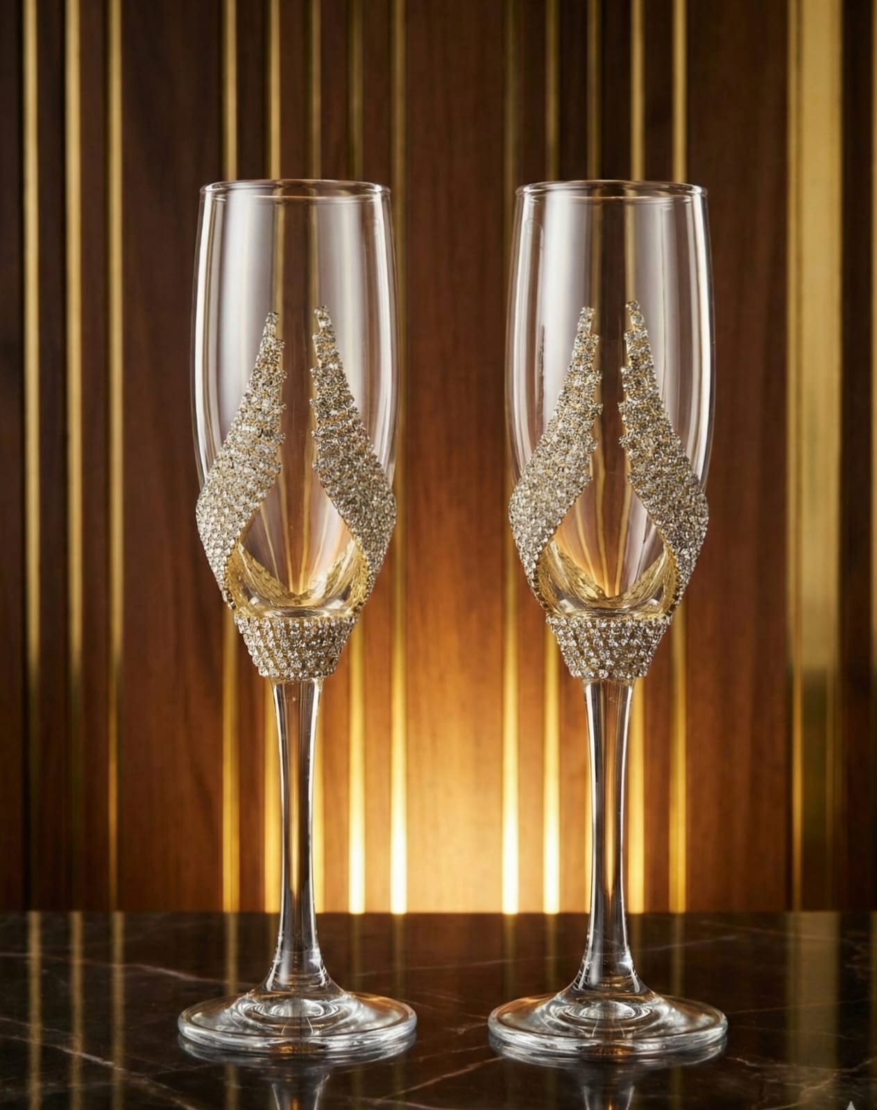 Rhinestoned Champagne Flutes