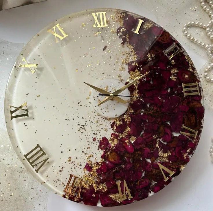 Resin flower clock