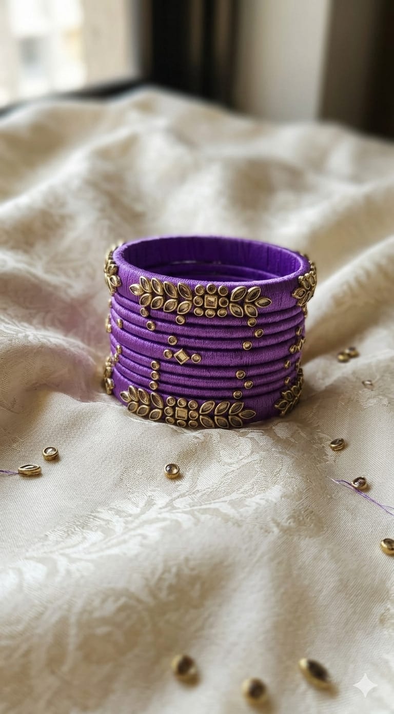 Purple Silk Thread Bangle Set