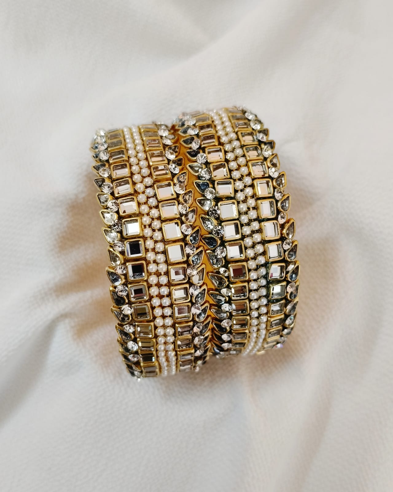 Mirror Pearl Statement Kada Bangle
