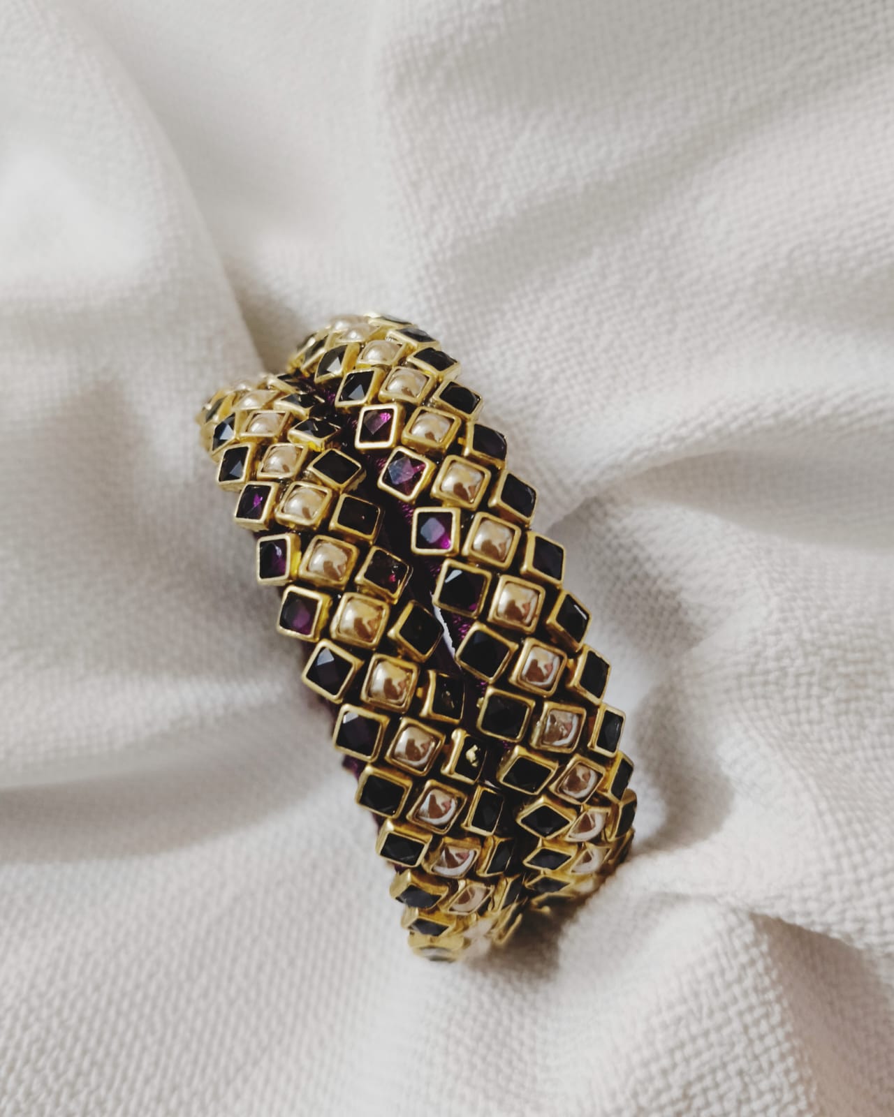 Black Mirror Velvet Bangles (Pair)