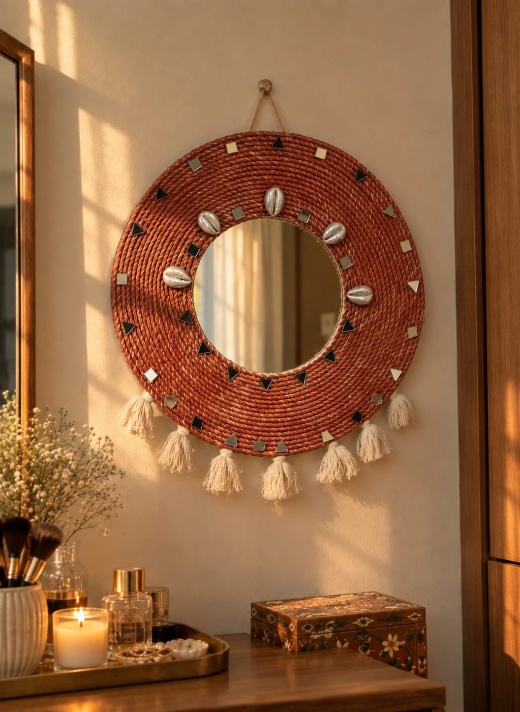 Boho Chic Handcrafted Woven Mirror
