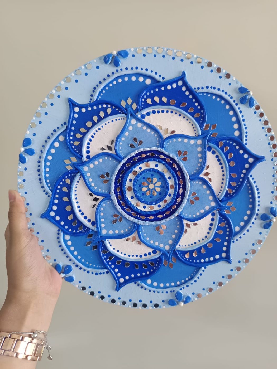 Handcrafted Blue Mandala Decorative Plate