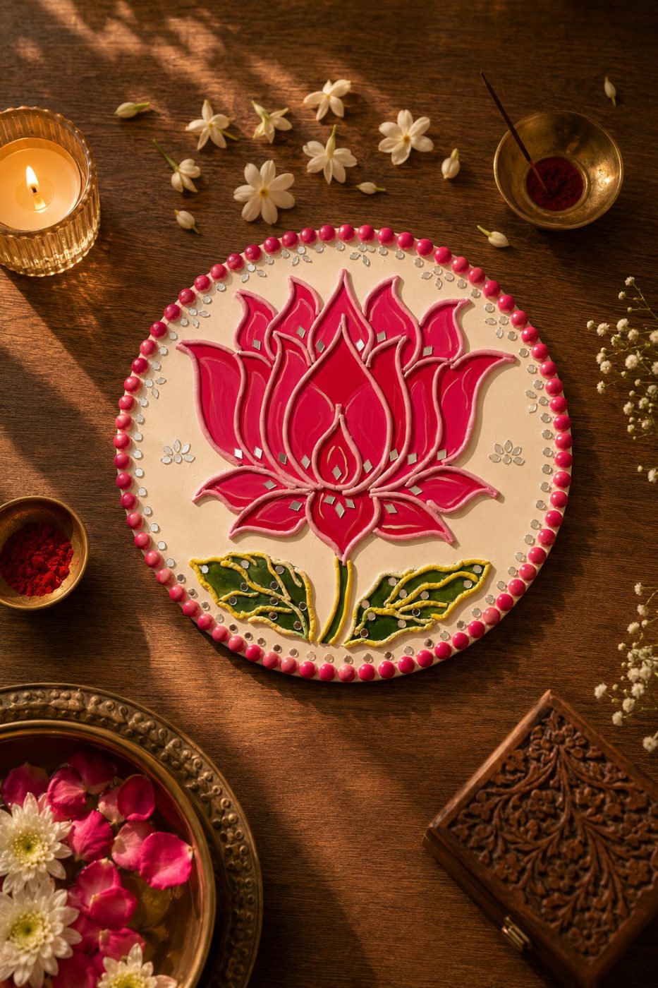 Handmade Lotus Design Decorative Plate