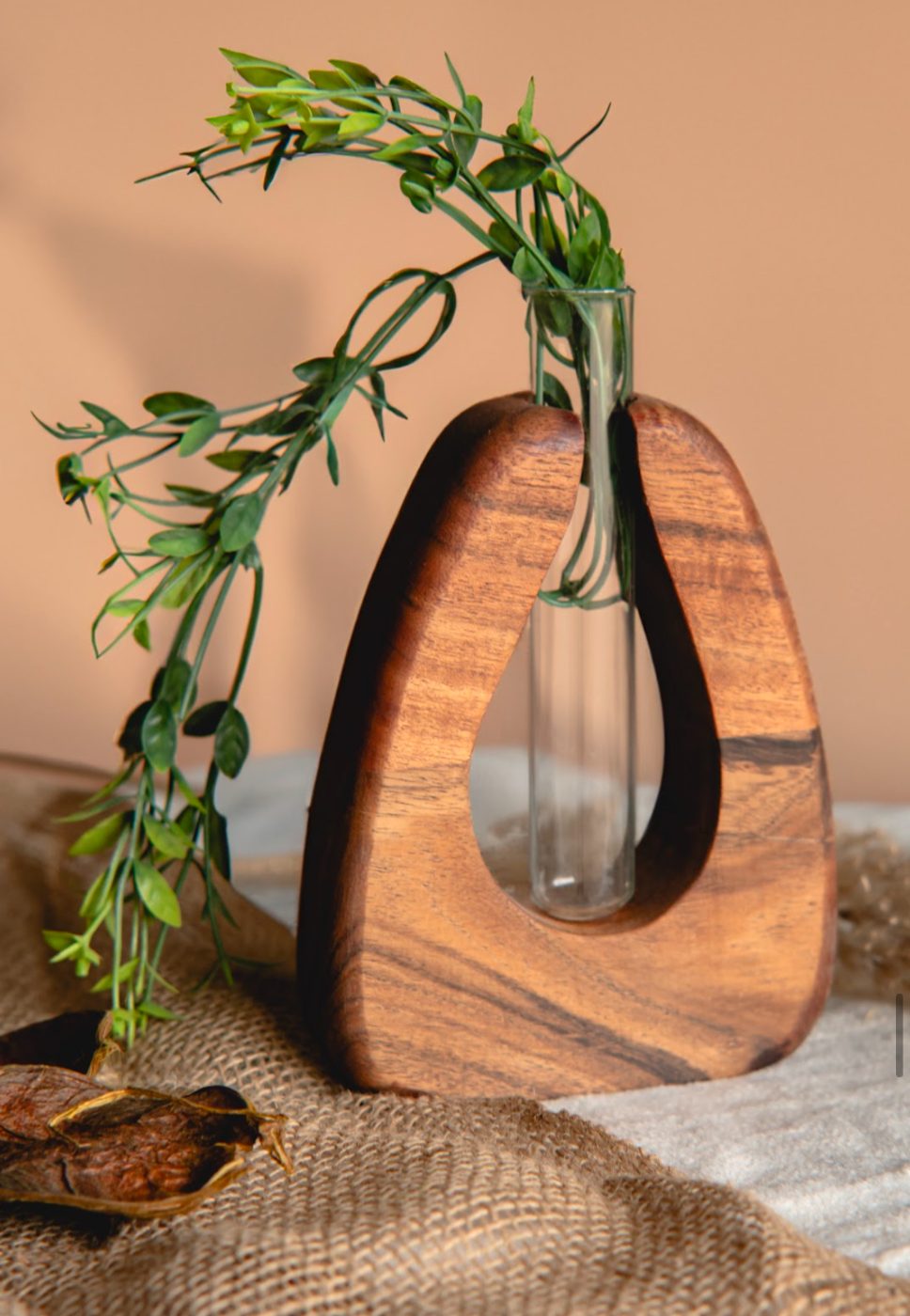 Sculptural Acacia Wood Planter