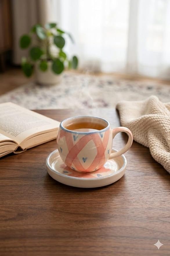 Candy Blue Heart Cup & Saucer Set