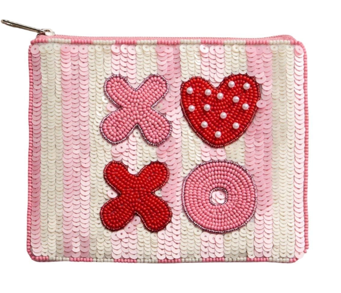 XOXO Sequin Beaded Coin Purse