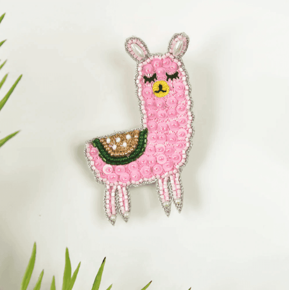Pink Llama Bead Brooch/Hair-Clip