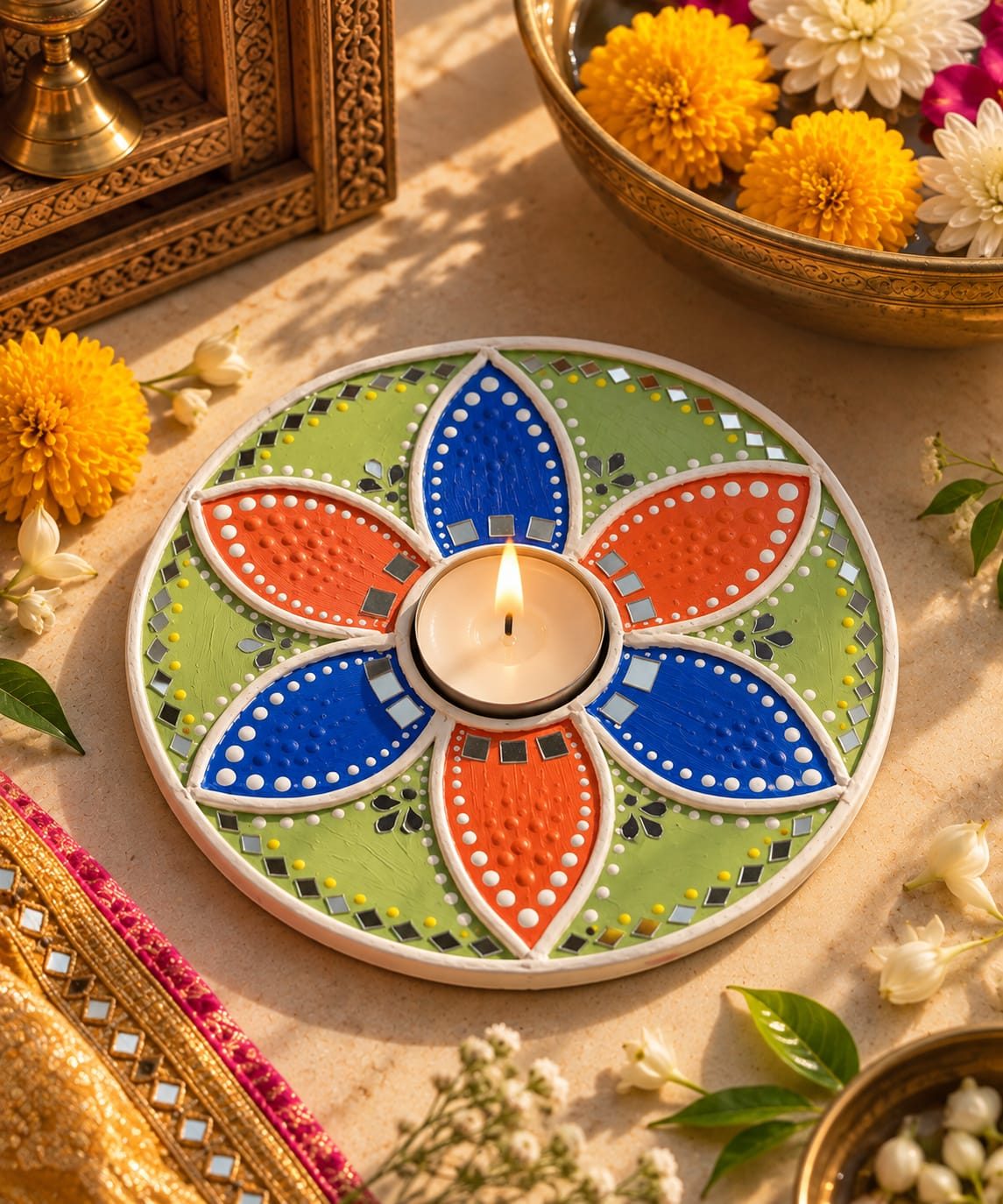 Vibrant Artisan Diya Candle Holder
