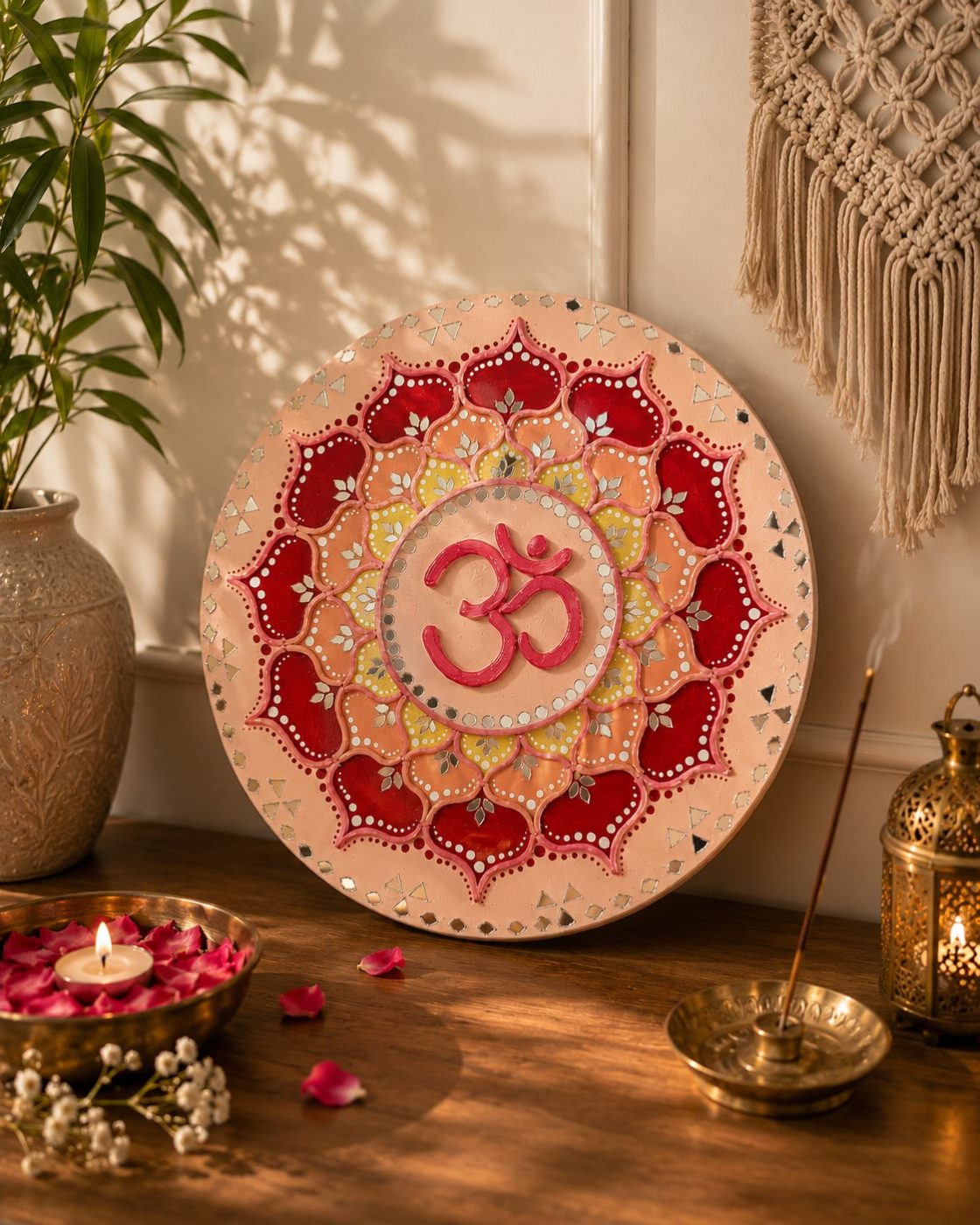 Vibrant Handcrafted 'Om' Mandala Wall Plate