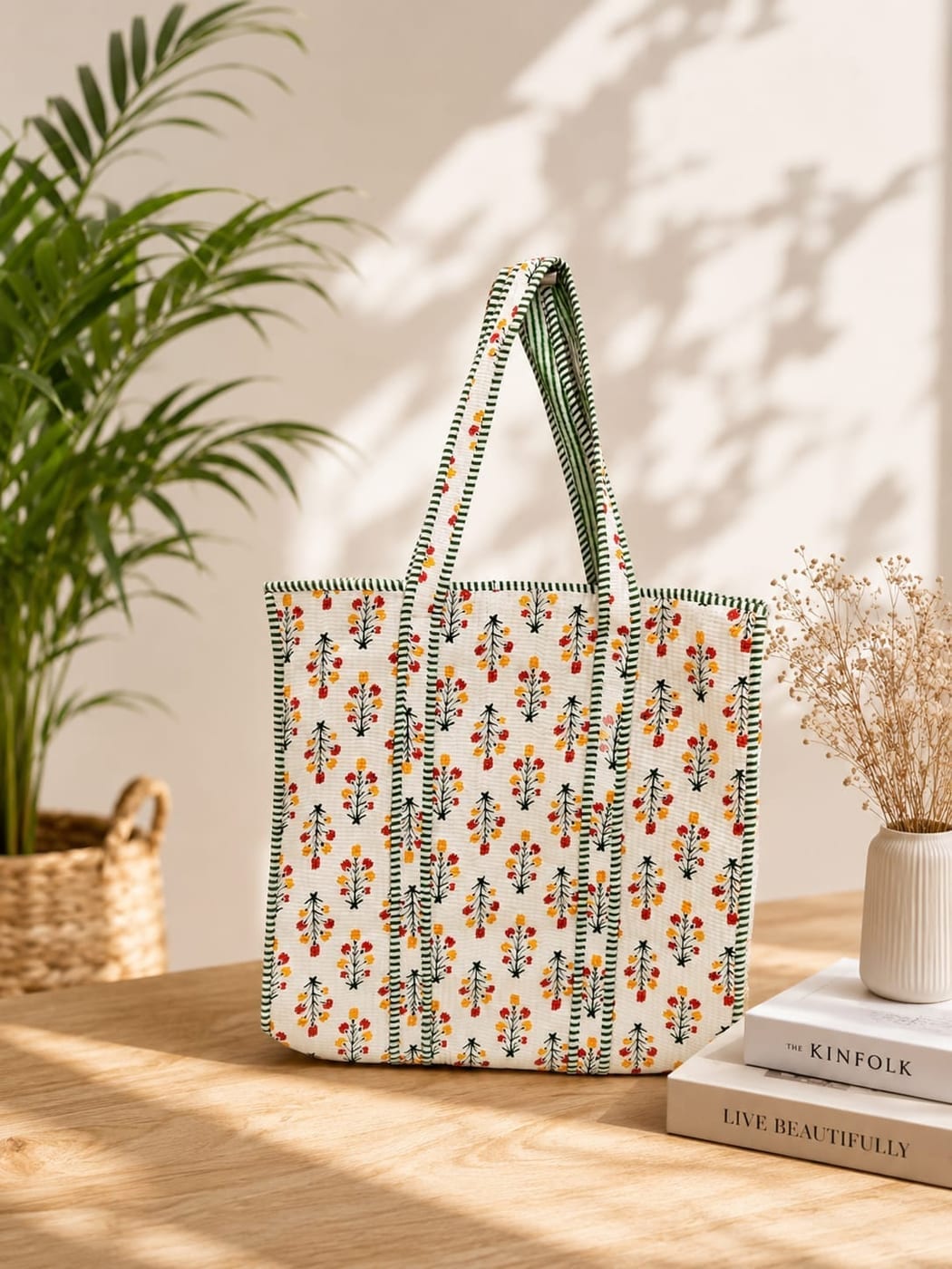 Handcrafted Floral Print Tote Bag