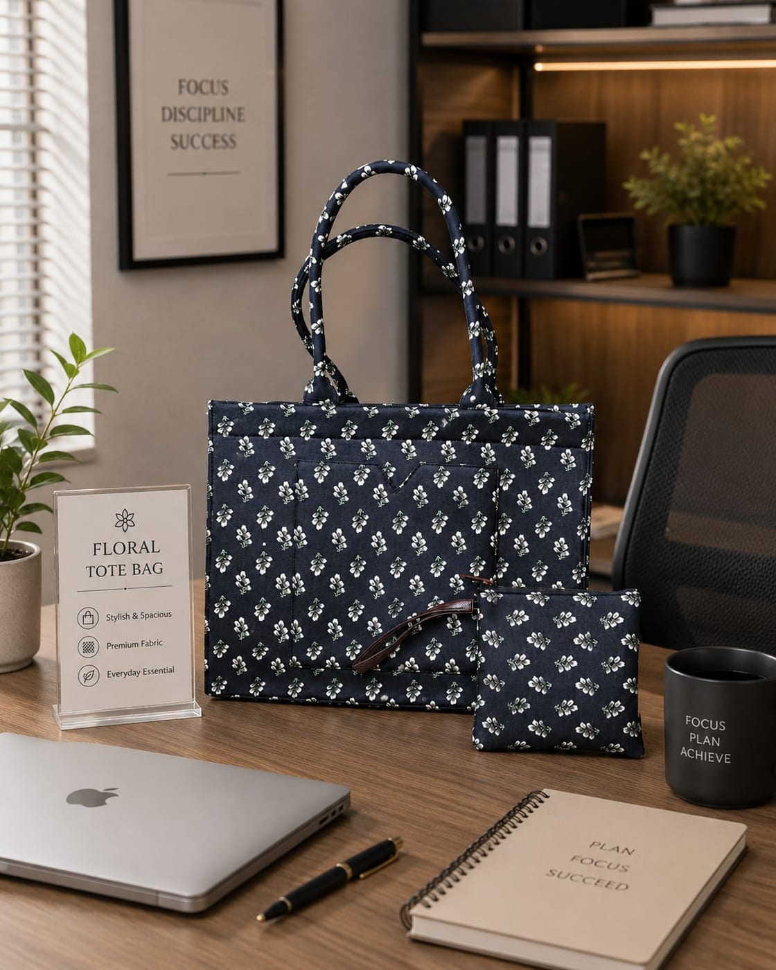 Floral Handmade Laptop Tote Bag