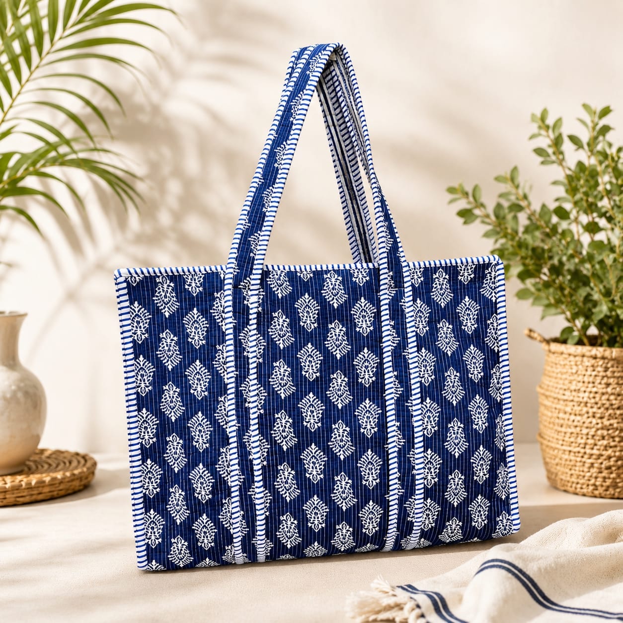Quilted Cotton Tote Bag